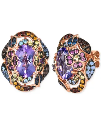 Le Vian Multi-Gemstone Floral Cluster Statement Stud Earrings (7-3/4 ct. t.w.) in 14k Rose Gold