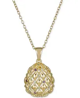 Multi-Gemstone Openwork Teardrop 18" Pendant Necklace (1-3/8 ct. t.w.) in 14k Gold-Plated Sterling Silver