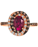 Le Vian Raspberry Rhodolite (1-3/8 ct. t.w.) & Diamond (3/8 ct. t.w.) Halo Ring in 14k Rose Gold