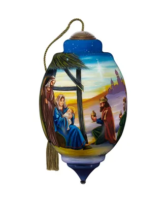 Ne'Qwa Art 7221101 Unto Us a Child is Born Limited Edition Hand-Painted Blown Glass Ornament