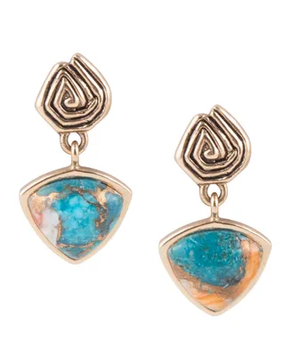 Barse Out West Bronze and Genuine Turquoise Spiny Oyster Matrix Earrings