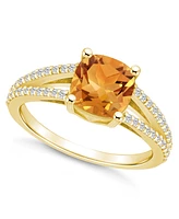 Macy's Citrine and Diamond Accent Ring 14K Yellow Gold