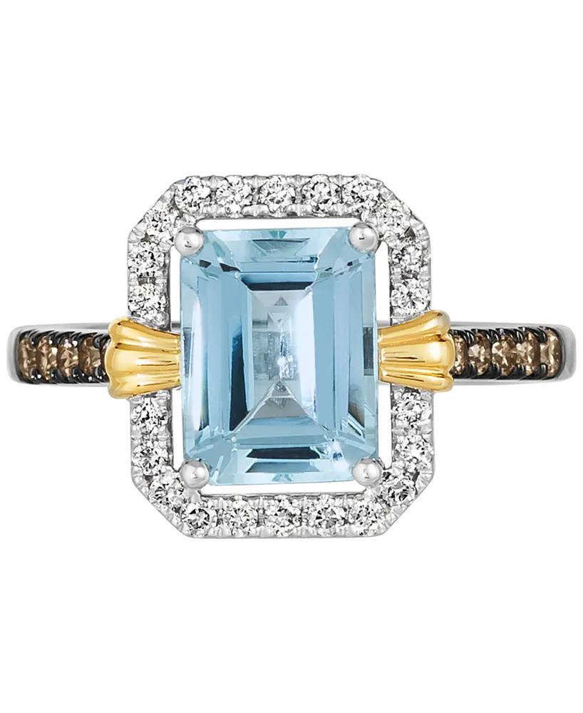 Le Vian Sea Blue Aquamarine (2 ct. t.w.) & Diamond (3/8 ct. t.w.) Ring in 14k Two-Tone Gold