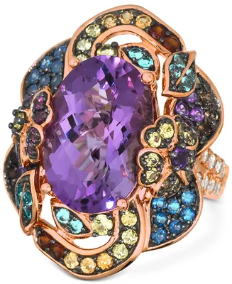 Le Vian Crazy Collection Multi-Gemstone (7-7/8 ct. t.w.) & Nude Diamond (3/8 ct. t.w.) Statement Ring in 14k Rose Gold