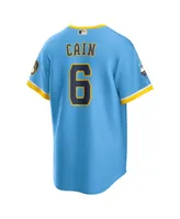 Men's Nike Lorenzo Cain Powder Blue Milwaukee Brewers City Connect Replica Player Jersey