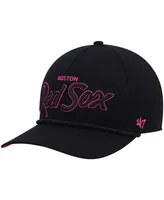 Men's '47 Brand Black Boston Red Sox Hitch Orchid Undervisor Snapback Hat