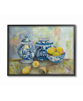Stupell Industries Lemons and Pottery Yellow Blue Classical Painting Art, 11" x 14" - Multi