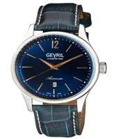 Gevril Men's Five Points Swiss Automatic Italian Blue Leather Strap Watch 43mm