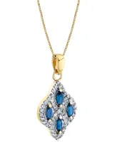 Sapphire (1/2 ct. t.w.) & Diamond (1/3 ct. t.w.) Quatrefoil 18" Pendant Necklace in 14k Gold