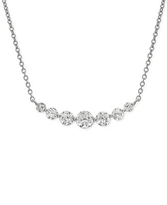 Diamond Graduated Curve Bar 18" Collar Necklace (3/4 ct. t.w.) in 14k White Gold
