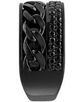 Effy Men's Black Spinel Pave Chain Link Ring (1 ct. t.w.) in Black Pvd-Plated Sterling Silver