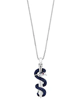 Effy Men's Sapphire (5/8 ct. t.w.) & Ruby Accent Snake & Sword 22" Pendant Necklace in Sterling Silver