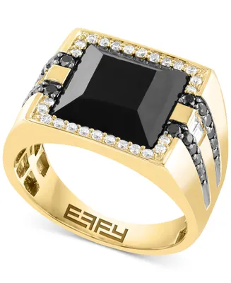 Effy Men's Onyx & Diamond Ring (3/4 ct. t.w.) in 14k Gold