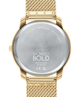 Movado Men's Swiss Bold Thin Gold Ion-Plated Steel Mesh Bracelet Watch 42mm