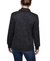Women's Missy Long Sleeve Overlapping Cowl Neck Top
