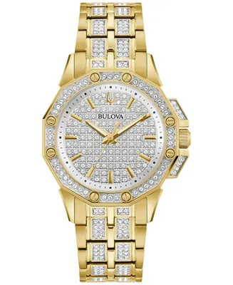 Bulova Women's Crystal Octava Gold-Tone Stainless Steel Bracelet Watch 34mm - Gold