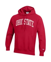 Men's Champion Scarlet Ohio State Buckeyes Team Arch Reverse Weave Pullover Hoodie