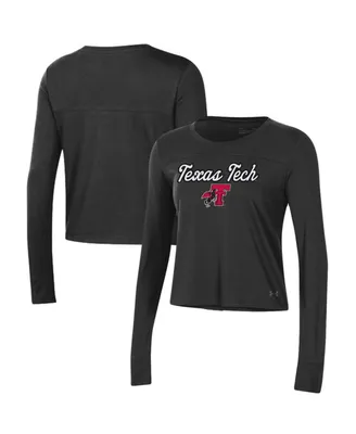 Women's Under Armour Black Texas Tech Red Raiders Vault Cropped Long Sleeve T-shirt
