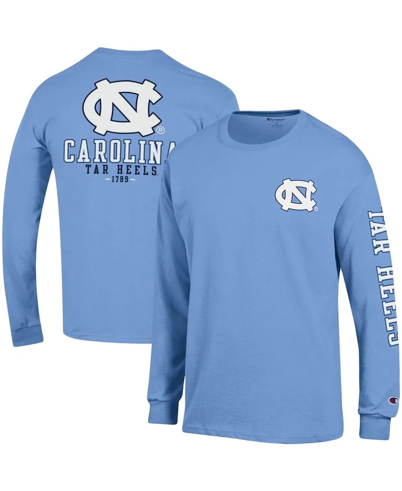 Men's Champion Carolina Blue North Carolina Tar Heels Team Stack Long Sleeve T-shirt