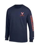 Men's Champion Navy Virginia Cavaliers Team Stack Long Sleeve T-shirt