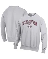 Men's Champion Heathered Gray Texas Southern Tigers Arch Over Logo Reverse Weave Pullover Sweatshirt