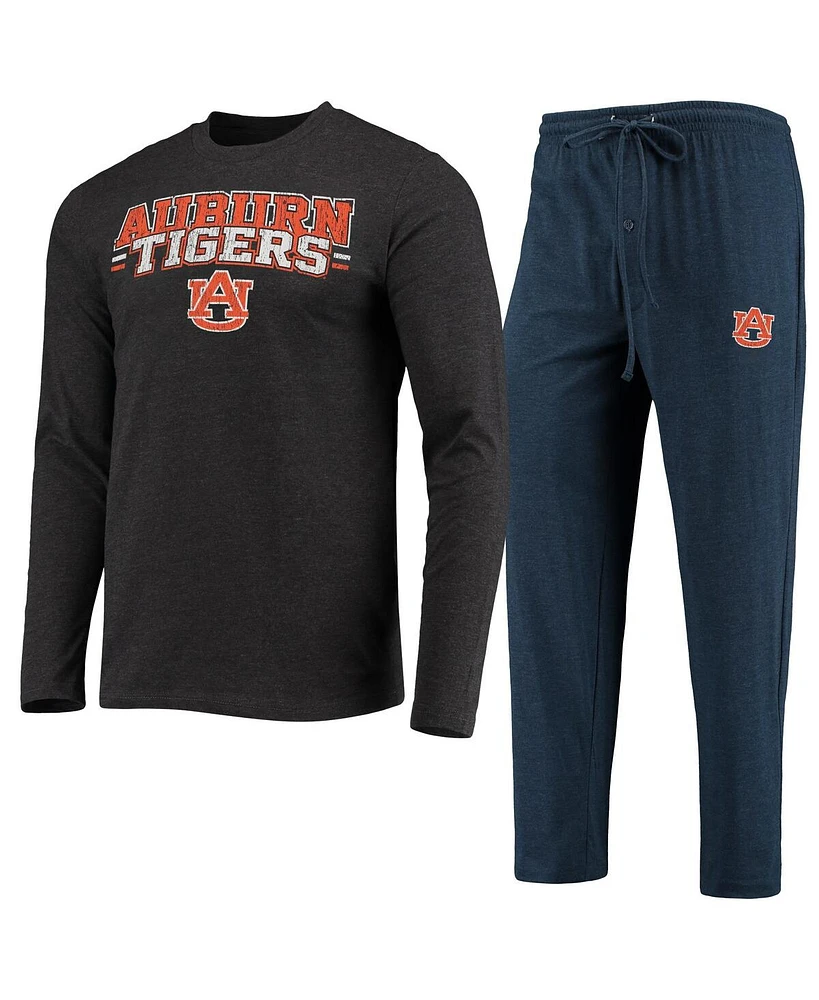 Men's Concepts Sport Navy, Heathered Charcoal Auburn Tigers Meter Long Sleeve T-shirt and Pants Sleep Set