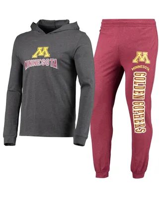 Men's Concepts Sport Heathered Maroon and Heathered Charcoal Minnesota Golden Gophers Meter Long Sleeve Hoodie T-shirt and Jogger Pants Set