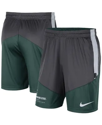 Men's Nike Charcoal and Green Michigan State Spartans Team Performance Knit Shorts