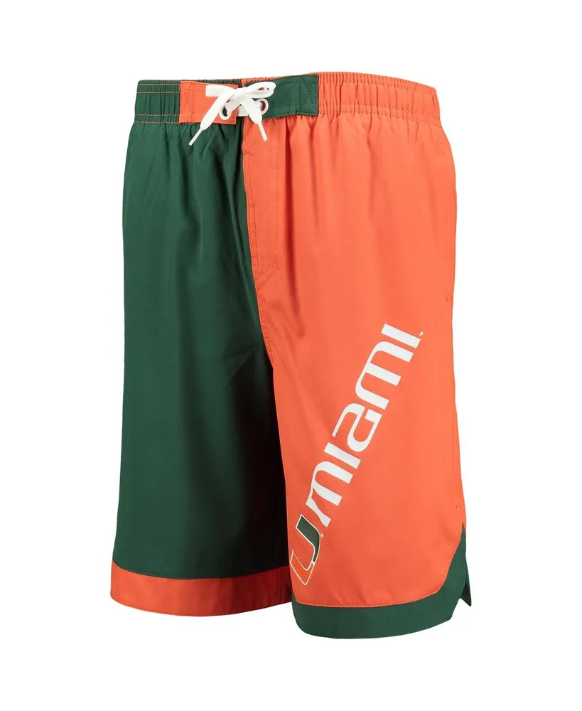Big Boys Green and Orange Miami Hurricanes Conch Bay Swim Shorts