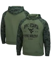 Men's Colosseum Olive and Camo West Virginia Mountaineers Oht Military-Inspired Appreciation Raglan Pullover Hoodie