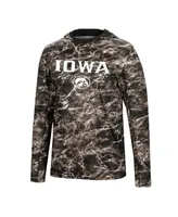 Men's Colosseum Black Iowa Hawkeyes Mossy Oak Spf 50 Performance Long Sleeve Hoodie T-shirt