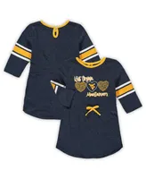 Girls Toddler Colosseum Heathered Navy Distressed West Virginia Mountaineers Poppin Sleeve Stripe Dress