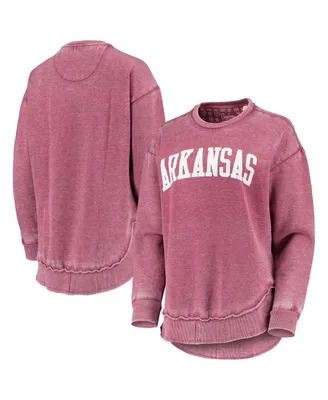 Women's Pressbox Cardinal Arkansas Razorbacks Vintage-Like Wash Pullover Sweatshirt