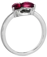 Le Vian Raspberry Rhodolite (1-1/6 ct. t.w.) & Diamond (1/10 ct. t.w.) Ladybug Ring in 14k White Gold