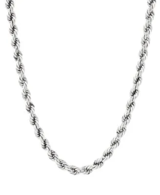 Evergreen Rope Chain Link Necklaces 5.3mm In 10k White Gold