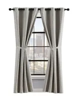 Lucky Brand Finley Textured Blackout Grommet Window Curtain Panel Pair with Tiebacks