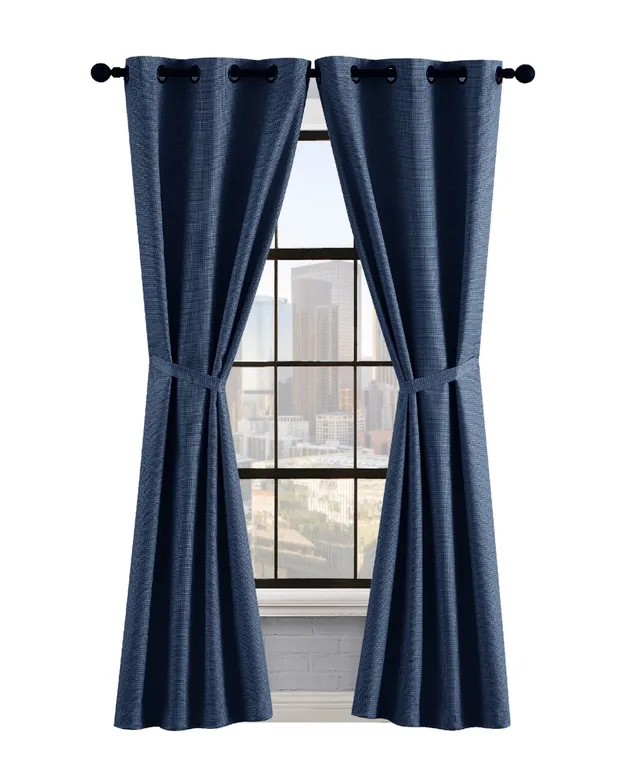 Lucky Brand Finley Textured Blackout Grommet Window Curtain Panel Pair with  Tiebacks