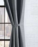 Lucky Brand Sondra Textured Leaf Pattern Blackout Grommet Window Curtain Panel Pair with Tiebacks, 38" x 96"