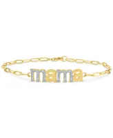 Diamond "Mama" Link Bracelet (1/10 ct. t.w.) in 14k Gold-Plated Sterling Silver - Gold