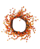 Orange Berry and Twig Artificial Thanksgiving Wreath Unlit, 14"