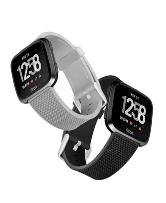 WITHit Black and Gray Woven Silicone Band Set, 2 Piece Compatible with the Fitbit Versa and Fitbit Versa 2