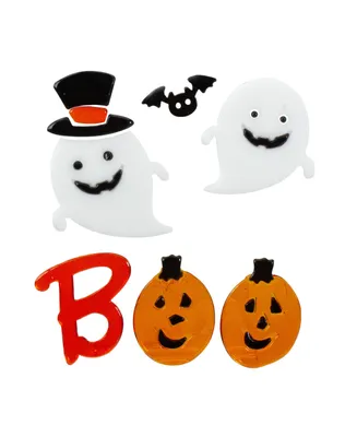 Pumpkin and Ghost "Boo" Halloween Gel 6 Piece Window Clings Set