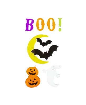 Moon and Bats Halloween Gel 5 Piece Window Clings Set