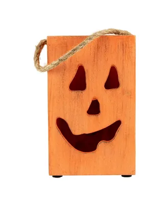 Wood Jack-o-Lantern Halloween Candle Lantern