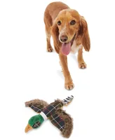 Barbour Plaid Logo Pheasant Squeaker Stuffed Dog Toy