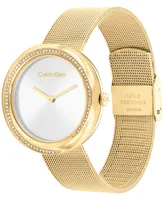 Calvin Klein Women's Gold-Tone Stainless Steel Mesh Bracelet Watch 34mm