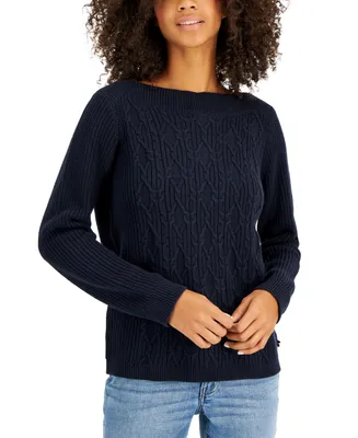 Tommy Hilfiger Women's Boat-Neck Cable Knit Cate Sweater