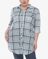 White Mark Plus Plaid Tunic Top