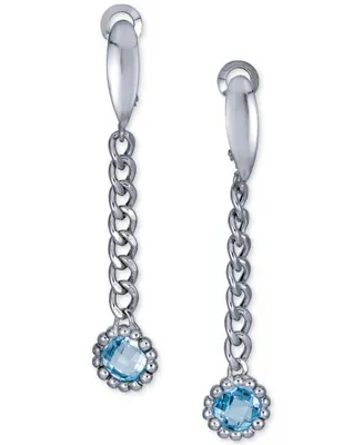 Swiss Blue Topaz Curb Link Drop Earrings (2 ct. t.w.) in Sterling Silver