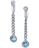 Swiss Blue Topaz Curb Link Drop Earrings (2 ct. t.w.) in Sterling Silver